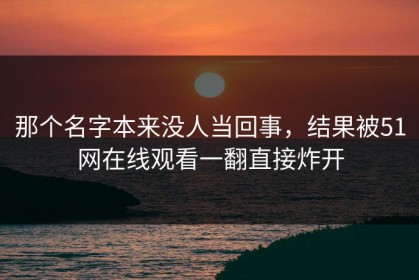 那个名字本来没人当回事，结果被51网在线观看一翻直接炸开