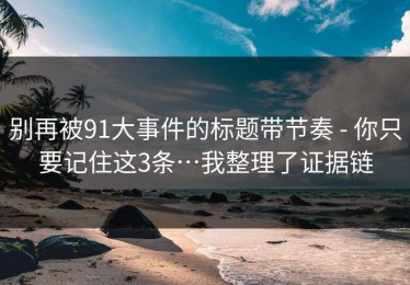 别再被91大事件的标题带节奏 - 你只要记住这3条…我整理了证据链
