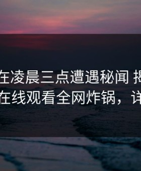 圈内人在凌晨三点遭遇秘闻 揭秘，蘑菇影视在线观看全网炸锅，详情查看
