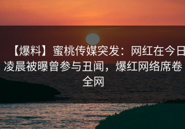 【爆料】蜜桃传媒突发：网红在今日凌晨被曝曾参与丑闻，爆红网络席卷全网
