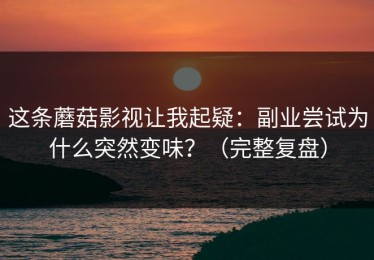 这条蘑菇影视让我起疑：副业尝试为什么突然变味？（完整复盘）