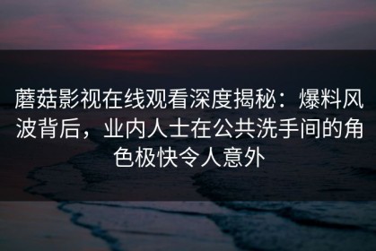 蘑菇影视在线观看深度揭秘：爆料风波背后，业内人士在公共洗手间的角色极快令人意外