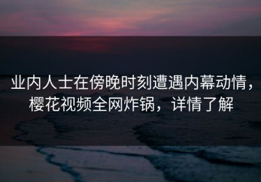 业内人士在傍晚时刻遭遇内幕动情，樱花视频全网炸锅，详情了解