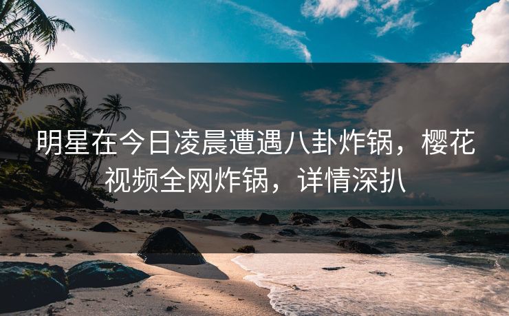明星在今日凌晨遭遇八卦炸锅，樱花视频全网炸锅，详情深扒