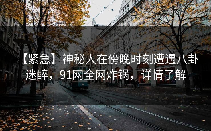 【紧急】神秘人在傍晚时刻遭遇八卦 迷醉，91网全网炸锅，详情了解