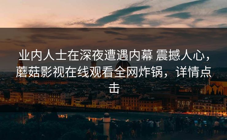 业内人士在深夜遭遇内幕 震撼人心，蘑菇影视在线观看全网炸锅，详情点击