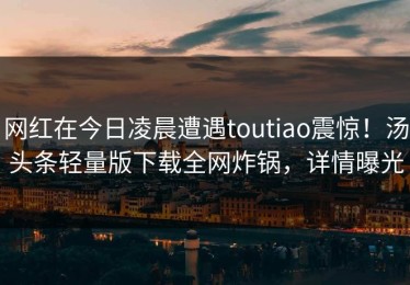网红在今日凌晨遭遇toutiao震惊！汤头条轻量版下载全网炸锅，详情曝光