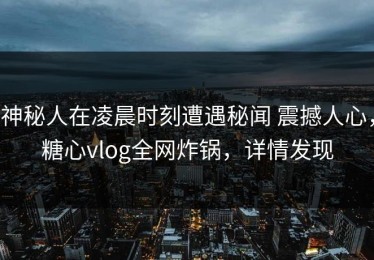 神秘人在凌晨时刻遭遇秘闻 震撼人心，糖心vlog全网炸锅，详情发现
