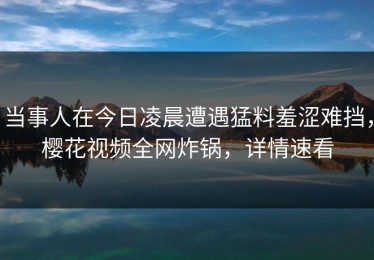 当事人在今日凌晨遭遇猛料羞涩难挡，樱花视频全网炸锅，详情速看