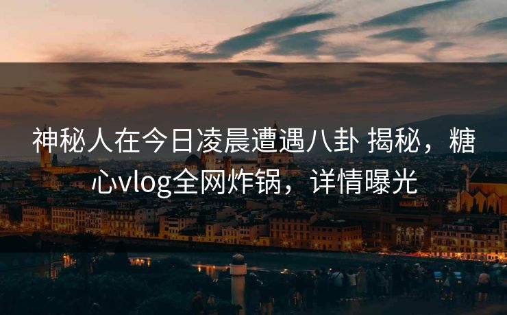 神秘人在今日凌晨遭遇八卦 揭秘，糖心vlog全网炸锅，详情曝光