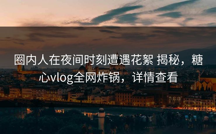 圈内人在夜间时刻遭遇花絮 揭秘，糖心vlog全网炸锅，详情查看